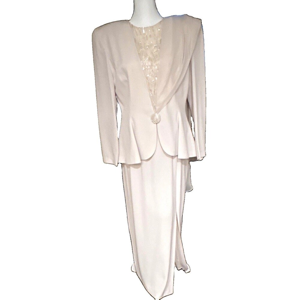 Daymor Couture Beige 2-Piece Skirt Suit Set Jacket & Skirt Women’s Size 10